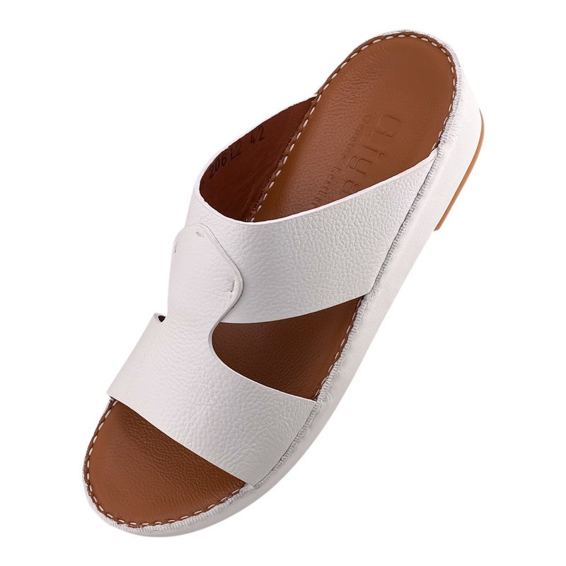 AJYAD Handmade Arabic Sandals For Men | Outdoor Mens Slippers | Everyday Flip Flops Open Toe | Arabic Genuine Shamwa Leather | New Design | Tan Footbed | Comfortable & LightWeight - Image 3